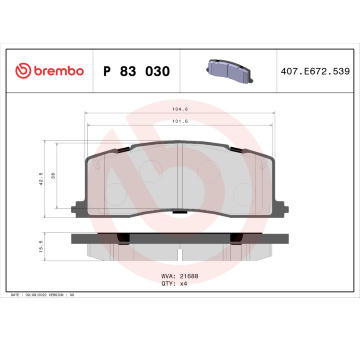 Sada brzdových destiček, kotoučová brzda BREMBO P 83 030