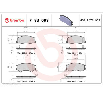 Sada brzdových destiček, kotoučová brzda BREMBO P 83 093