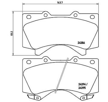 Sada brzdových destiček, kotoučová brzda BREMBO P 83 107