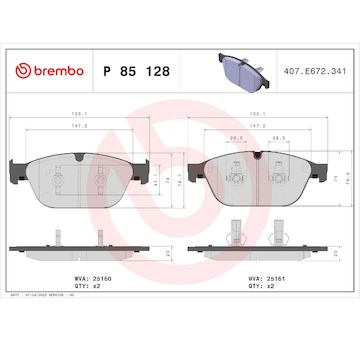 Sada brzdových destiček, kotoučová brzda BREMBO P 85 128