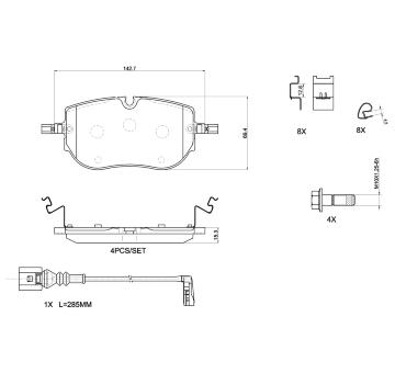 Sada brzdových destiček, kotoučová brzda BREMBO P 85 192