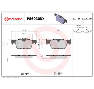 Sada brzdových platničiek kotúčovej brzdy BREMBO P86030NX