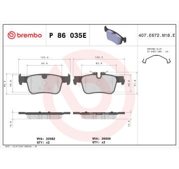 Sada brzdových destiček, kotoučová brzda BREMBO P 86 035E