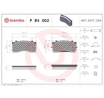 Sada brzdových destiček, kotoučová brzda BREMBO P B4 002