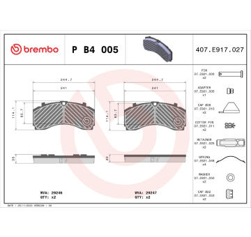 Sada brzdových platničiek kotúčovej brzdy BREMBO P B4 005