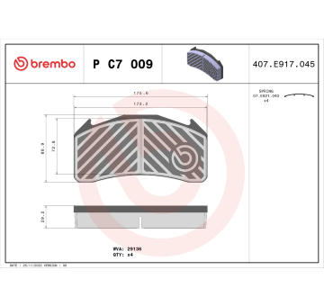 Sada brzdových destiček, kotoučová brzda BREMBO P C7 009