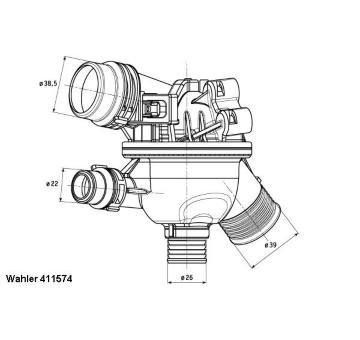 Termostat, chladivo BorgWarner (Wahler) 411574.102D