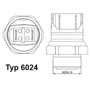 Teplotní spínač, větrák chladiče BorgWarner (Wahler) 6024.95D