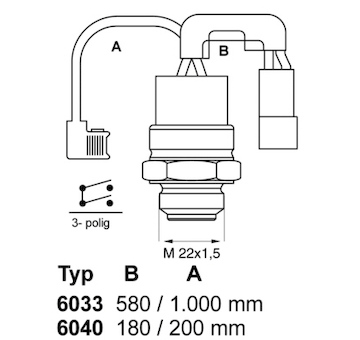 Teplotní spínač, větrák chladiče BorgWarner (Wahler) 6040.88