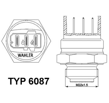 Teplotní spínač, větrák chladiče BorgWarner (Wahler) 6087.87D