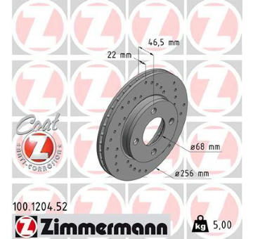 Brzdový kotouč ZIMMERMANN 100.1204.52