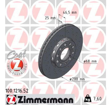 Brzdový kotouč ZIMMERMANN 100.1216.52