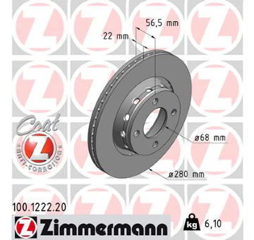 Brzdový kotouč ZIMMERMANN 100.1222.20