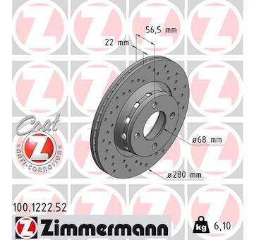 Brzdový kotouč ZIMMERMANN 100.1222.52