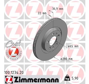 Brzdový kotouč ZIMMERMANN 100.1234.20