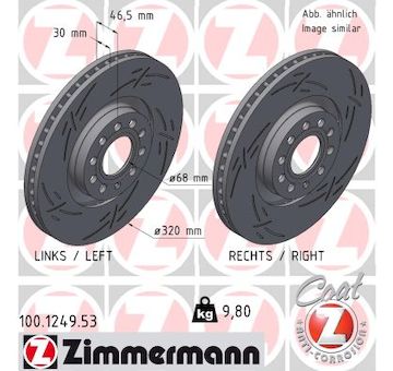 Brzdový kotouč ZIMMERMANN 100.1249.53