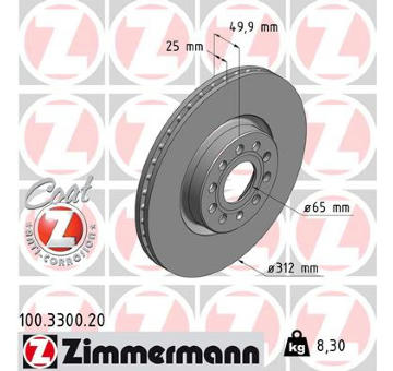 Brzdový kotouč ZIMMERMANN 100.3300.20