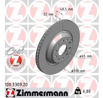 Brzdový kotouč ZIMMERMANN 100.3309.20