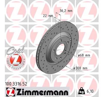 Brzdový kotouč ZIMMERMANN 100.3316.52