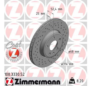 Brzdový kotouč ZIMMERMANN 100.3330.52