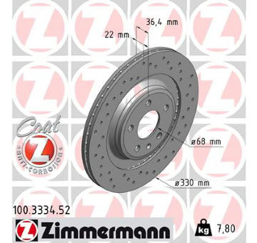 Brzdový kotouč ZIMMERMANN 100.3334.52