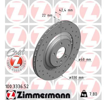 Brzdový kotouč ZIMMERMANN 100.3336.52