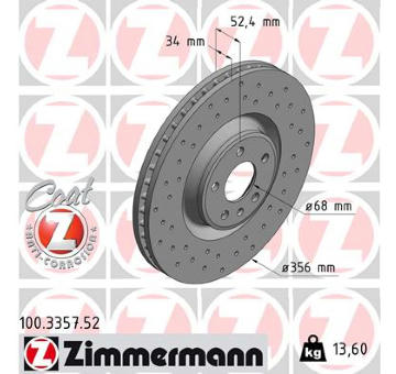 Brzdový kotouč ZIMMERMANN 100.3357.52