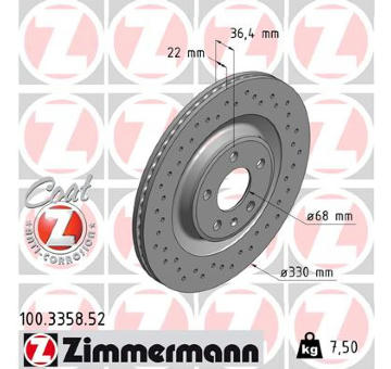 Brzdový kotouč ZIMMERMANN 100.3358.52