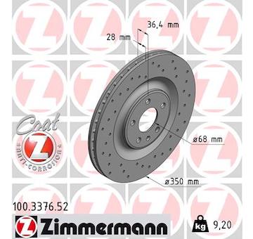 Brzdový kotouč ZIMMERMANN 100.3376.52