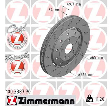 Brzdový kotúč ZIMMERMANN 100.3387.70