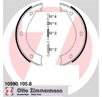 Sada brzdových čelistí, parkovací brzda ZIMMERMANN 10990.105.8