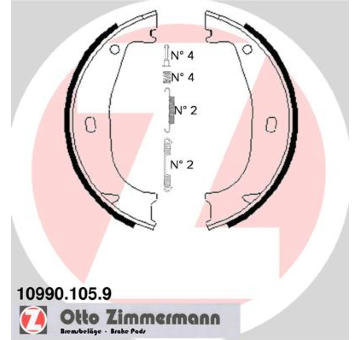 Sada brzdových čelistí, parkovací brzda ZIMMERMANN 10990.105.9