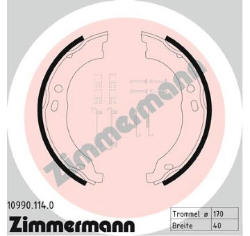 Sada brzdových čelistí, parkovací brzda ZIMMERMANN 10990.114.0