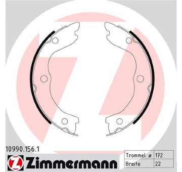 Sada brzdových čelistí, parkovací brzda ZIMMERMANN 10990.156.1