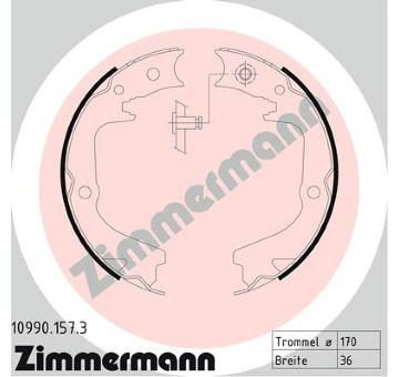 Sada brzdových čelistí, parkovací brzda ZIMMERMANN 10990.157.3