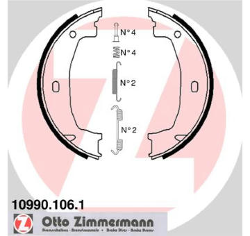 Sada brzdových čelistí, parkovací brzda ZIMMERMANN 10990.106.1