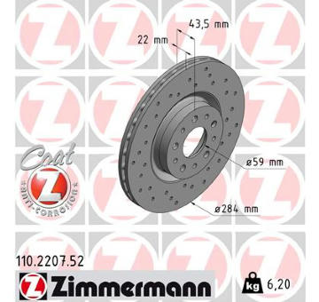 Brzdový kotúč ZIMMERMANN 110.2207.52