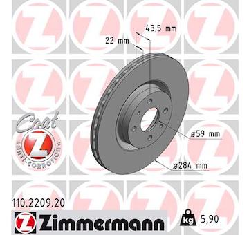 Brzdový kotúč ZIMMERMANN 110.2209.20