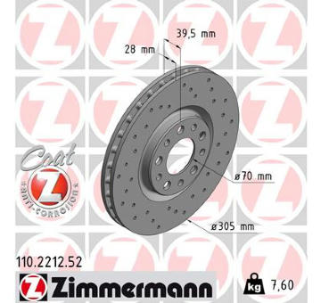 Brzdový kotouč ZIMMERMANN 110.2212.52