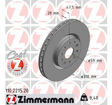 Brzdový kotouč ZIMMERMANN 110.2215.20