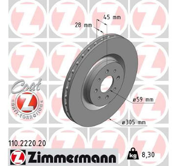 Brzdový kotouč ZIMMERMANN 110.2220.20