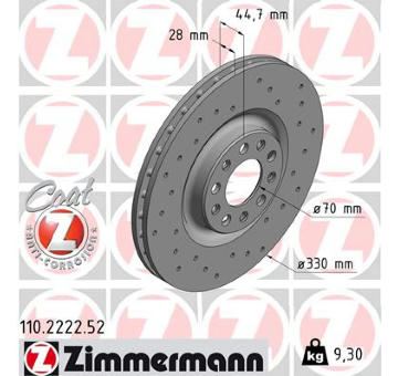 Brzdový kotouč ZIMMERMANN 110.2222.52