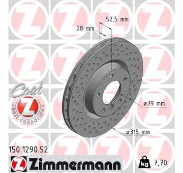 Brzdový kotouč ZIMMERMANN 150.1290.52