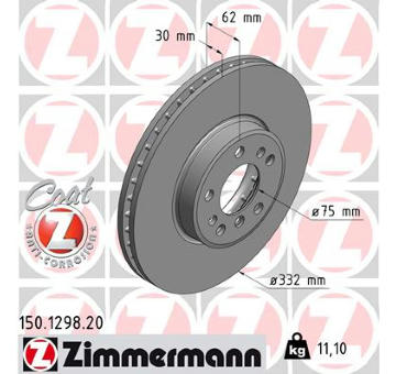 Brzdový kotouč ZIMMERMANN 150.1298.20