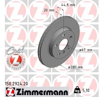 Brzdový kotouč ZIMMERMANN 150.2924.20