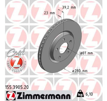 Brzdový kotouč ZIMMERMANN 155.3905.20