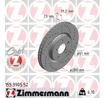 Brzdový kotouč ZIMMERMANN 155.3905.52