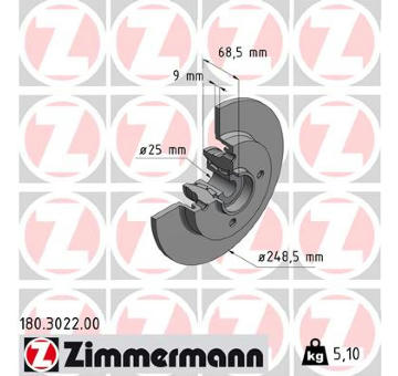 Brzdový kotouč ZIMMERMANN 180.3022.00