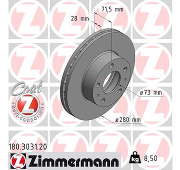 Brzdový kotouč ZIMMERMANN 180.3031.20