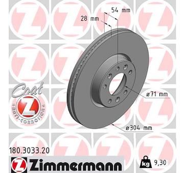 Brzdový kotouč ZIMMERMANN 180.3033.20